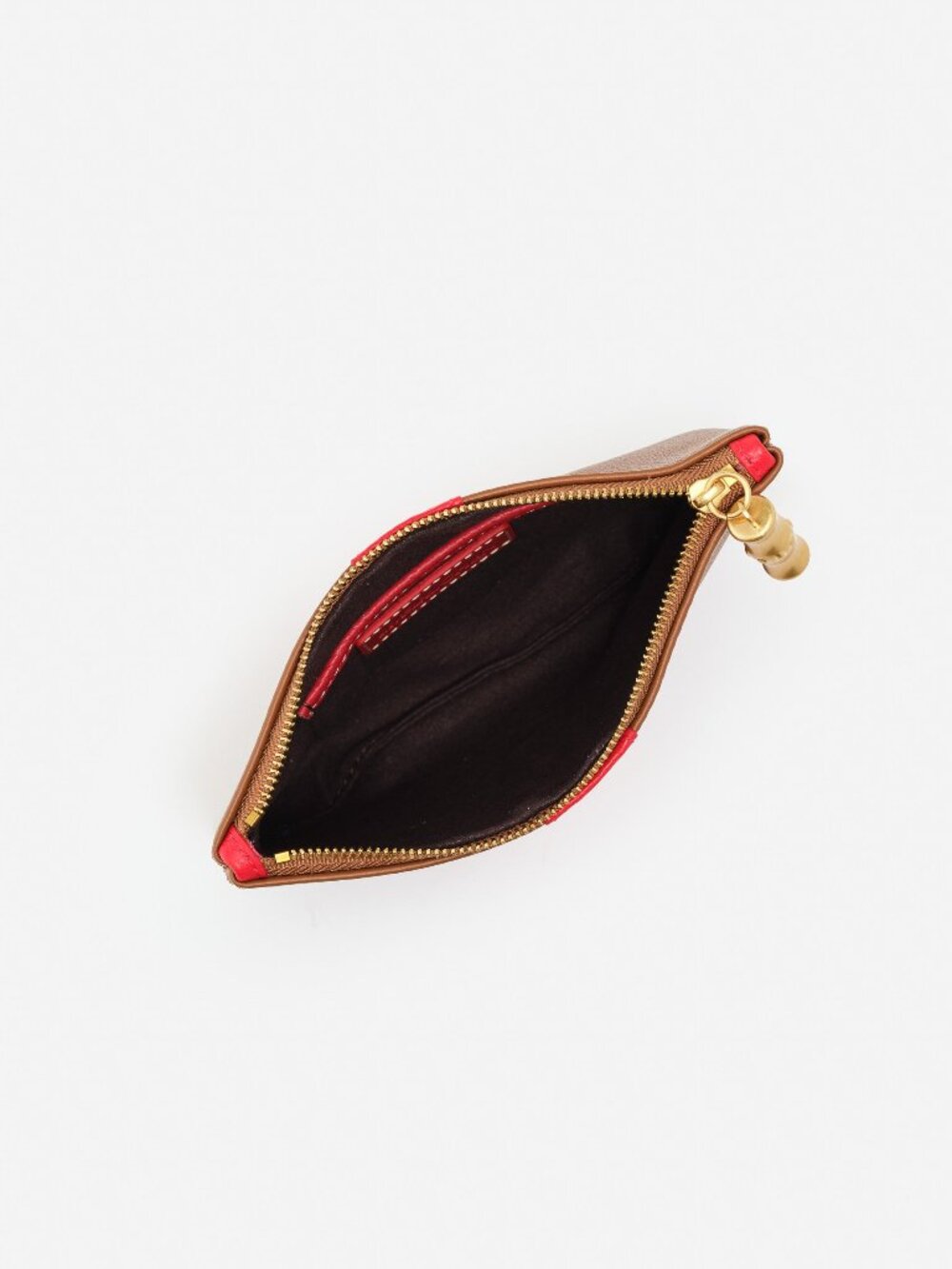 J McLaughlin The Nyla Leather Clutch - Tobacco/Red NEW